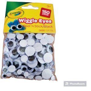8 Bags Crayola 150 Pieces Wiggle Eyes Crafts Peel 'n Stick Sz Variety Age 3+ NEW